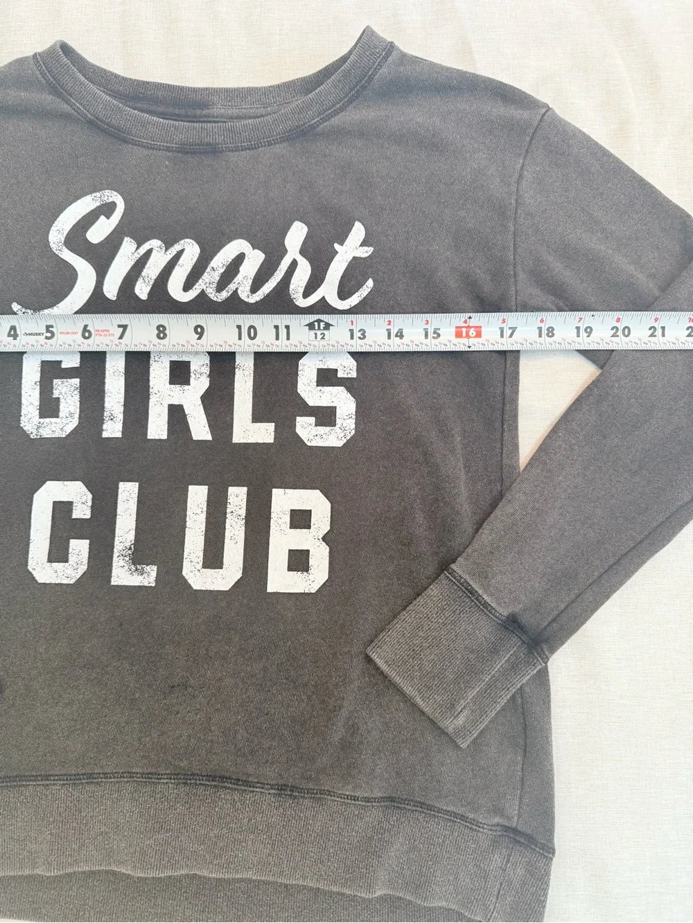 Justice Smart Girls Club Black Cropped Sweatshirt Pullover Size 14/16 EUC